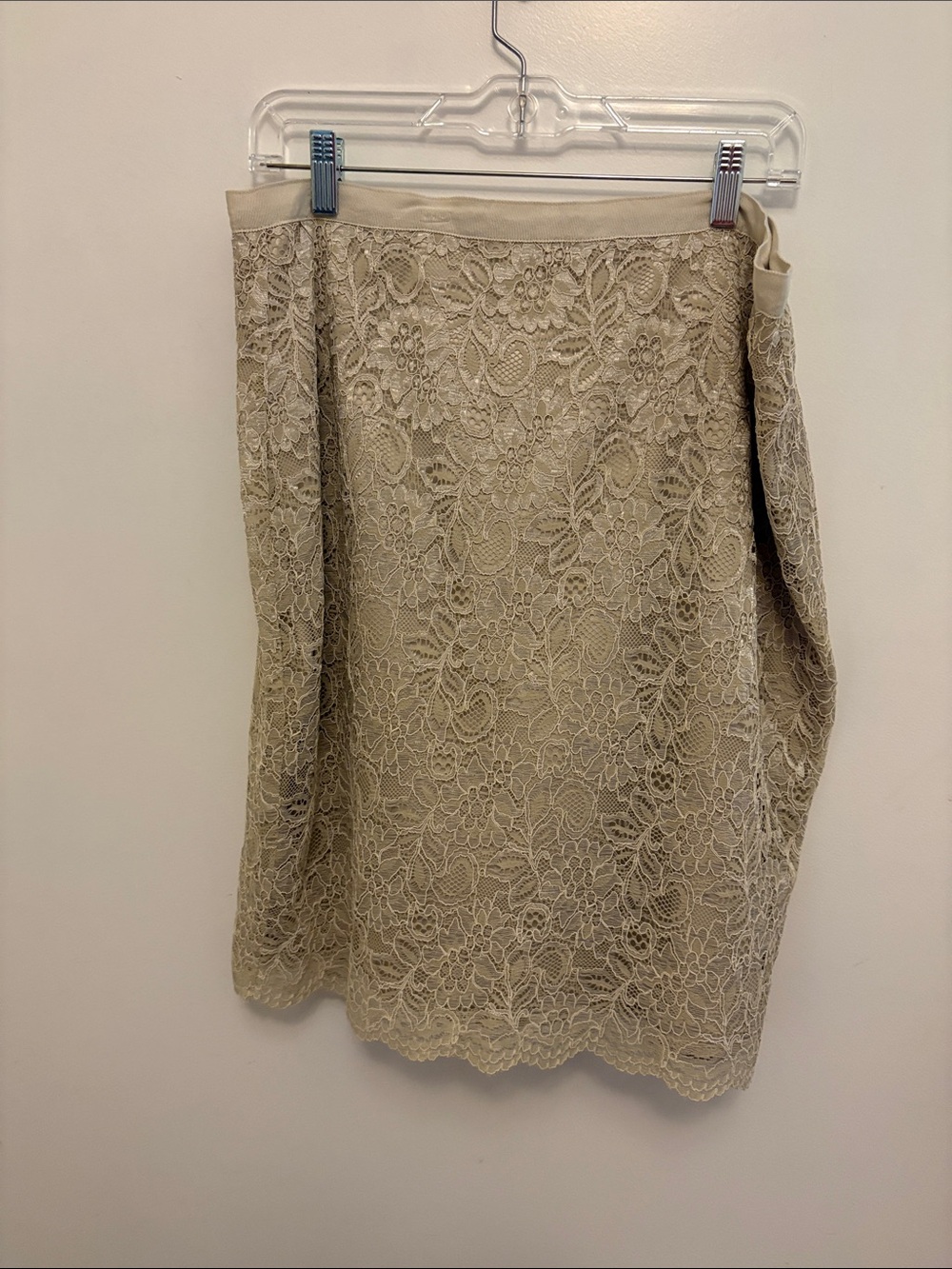 New York & Company Beige Lace Pencil Skirt